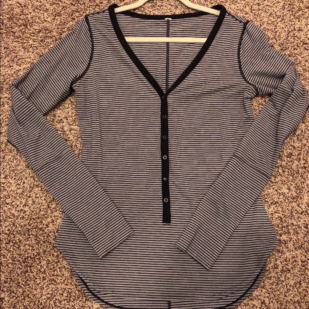 Lululemon Awesoma Henley HS Blackheathered Slate 8